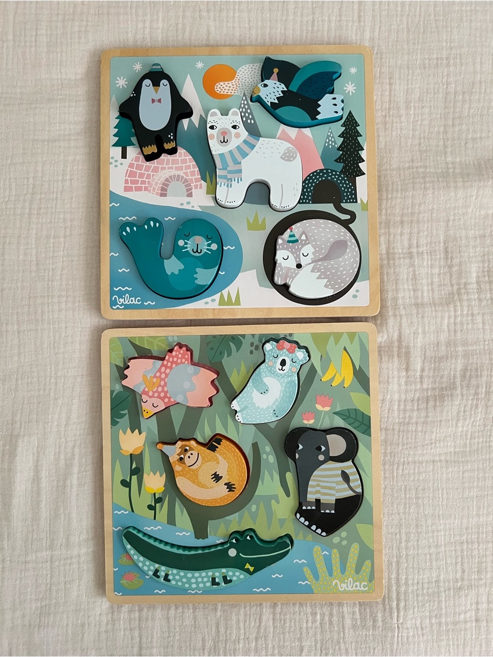 Vilac wooden textured puzzles